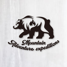 画像をギャラリービューアに読み込む, 山岳探検ベア カッティングステッカー《Mountain Adventure Expeditions》(超防水・防滴 UVカット 屋外使用可 /C053)