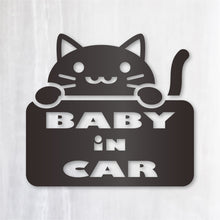 画像をギャラリービューアに読み込む, ベビーインカー にゃんこ カッティングステッカー《BABY in CAR CAT》(超防水・防滴 UVカット 屋外使用可 /C019)