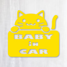 画像をギャラリービューアに読み込む, ベビーインカー にゃんこ カッティングステッカー《BABY in CAR CAT》(超防水・防滴 UVカット 屋外使用可 /C019)