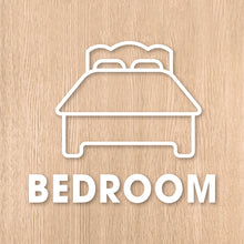 画像をギャラリービューアに読み込む, ベッドルーム ピクト カッティングステッカー《BEDROOM》(超防水・防滴 UVカット 屋外使用可 /C003)