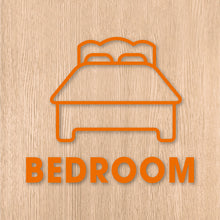 画像をギャラリービューアに読み込む, ベッドルーム ピクト カッティングステッカー《BEDROOM》(超防水・防滴 UVカット 屋外使用可 /C003)