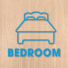 画像をギャラリービューアに読み込む, ベッドルーム ピクト カッティングステッカー《BEDROOM》(超防水・防滴 UVカット 屋外使用可 /C003)