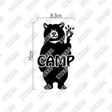 画像をギャラリービューアに読み込む, くまCAMP カッティングステッカー(超防水・防滴 UVカット 屋外使用可 /C117)