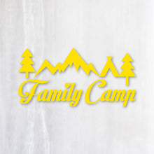 画像をギャラリービューアに読み込む, ファミリーキャンプ カッティングステッカー《Family Camp》(超防水・防滴 UVカット 屋外使用可 /C071)