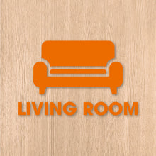 画像をギャラリービューアに読み込む, リビングルーム ピクト カッティングステッカー《LIVING ROOM》(超防水・防滴 UVカット 屋外使用可 /C082)