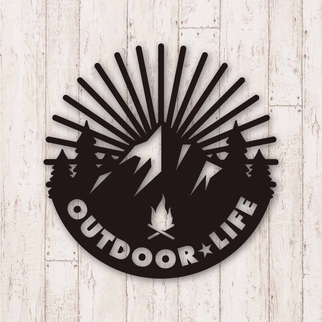 アウトドア ライフ カッティングステッカー《OUTDOOR LIFE》（超防水・防滴 UVカット 屋外使用可 /C028）