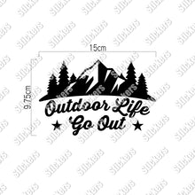 画像をギャラリービューアに読み込む, アウトドアライフ・ゴーアウト カッティングステッカー《Outodoor Life Go Out》(超防水・防滴 UVカット 屋外使用可 /C037)