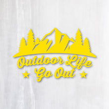 画像をギャラリービューアに読み込む, アウトドアライフ・ゴーアウト カッティングステッカー《Outodoor Life Go Out》(超防水・防滴 UVカット 屋外使用可 /C037)