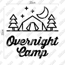画像をギャラリービューアに読み込む, オーバーナイト キャンプ カッティングステッカー《Overnight Camp》(超防水・防滴 UVカット 屋外使用可 /C085)