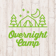 画像をギャラリービューアに読み込む, オーバーナイト キャンプ カッティングステッカー《Overnight Camp》(超防水・防滴 UVカット 屋外使用可 /C085)