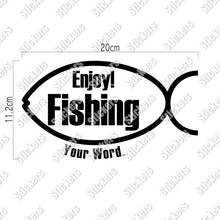 画像をギャラリービューアに読み込む, エンジョイ フィッシング カッティングステッカー《Enjoy Fishing》(名入れOK 超防水・防滴 UVカット 屋外使用可 /C009)