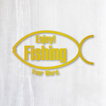 画像をギャラリービューアに読み込む, エンジョイ フィッシング カッティングステッカー《Enjoy Fishing》(名入れOK 超防水・防滴 UVカット 屋外使用可 /C009)