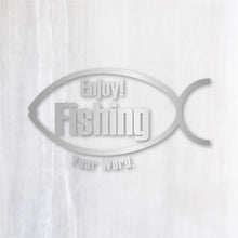 画像をギャラリービューアに読み込む, エンジョイ フィッシング カッティングステッカー《Enjoy Fishing》(名入れOK 超防水・防滴 UVカット 屋外使用可 /C009)