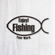 画像をギャラリービューアに読み込む, エンジョイ フィッシング カッティングステッカー《Enjoy Fishing》(名入れOK 超防水・防滴 UVカット 屋外使用可 /C009)