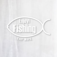 画像をギャラリービューアに読み込む, エンジョイ フィッシング カッティングステッカー《Enjoy Fishing》(名入れOK 超防水・防滴 UVカット 屋外使用可 /C009)