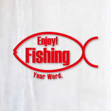 画像をギャラリービューアに読み込む, エンジョイ フィッシング カッティングステッカー《Enjoy Fishing》(名入れOK 超防水・防滴 UVカット 屋外使用可 /C009)