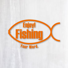 画像をギャラリービューアに読み込む, エンジョイ フィッシング カッティングステッカー《Enjoy Fishing》(名入れOK 超防水・防滴 UVカット 屋外使用可 /C009)