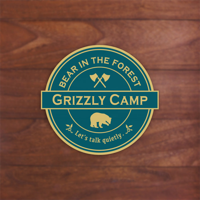 グリズリーキャンプ シールステッカー《GRIZZLY CAMP》（超防水・防滴 UVカット 屋外使用可 /S075）