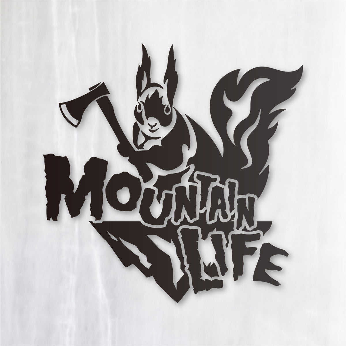 マウンテンライフ《Mountain Life Squirrel》カッティングステッカー つや消しブラック