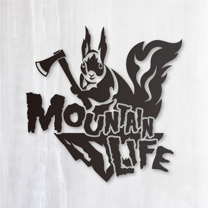 マウンテンライフ《Mountain Life Squirrel》カッティングステッカー つや消しブラック