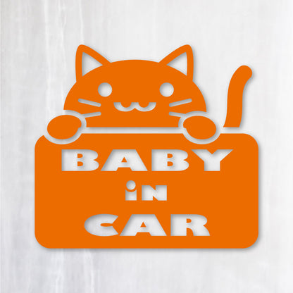 ベビーインカー にゃんこ《BABY in CAR CAT》カッティングステッカー オレンジ