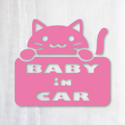 ベビーインカー にゃんこ《BABY in CAR CAT》カッティングステッカー ピンク