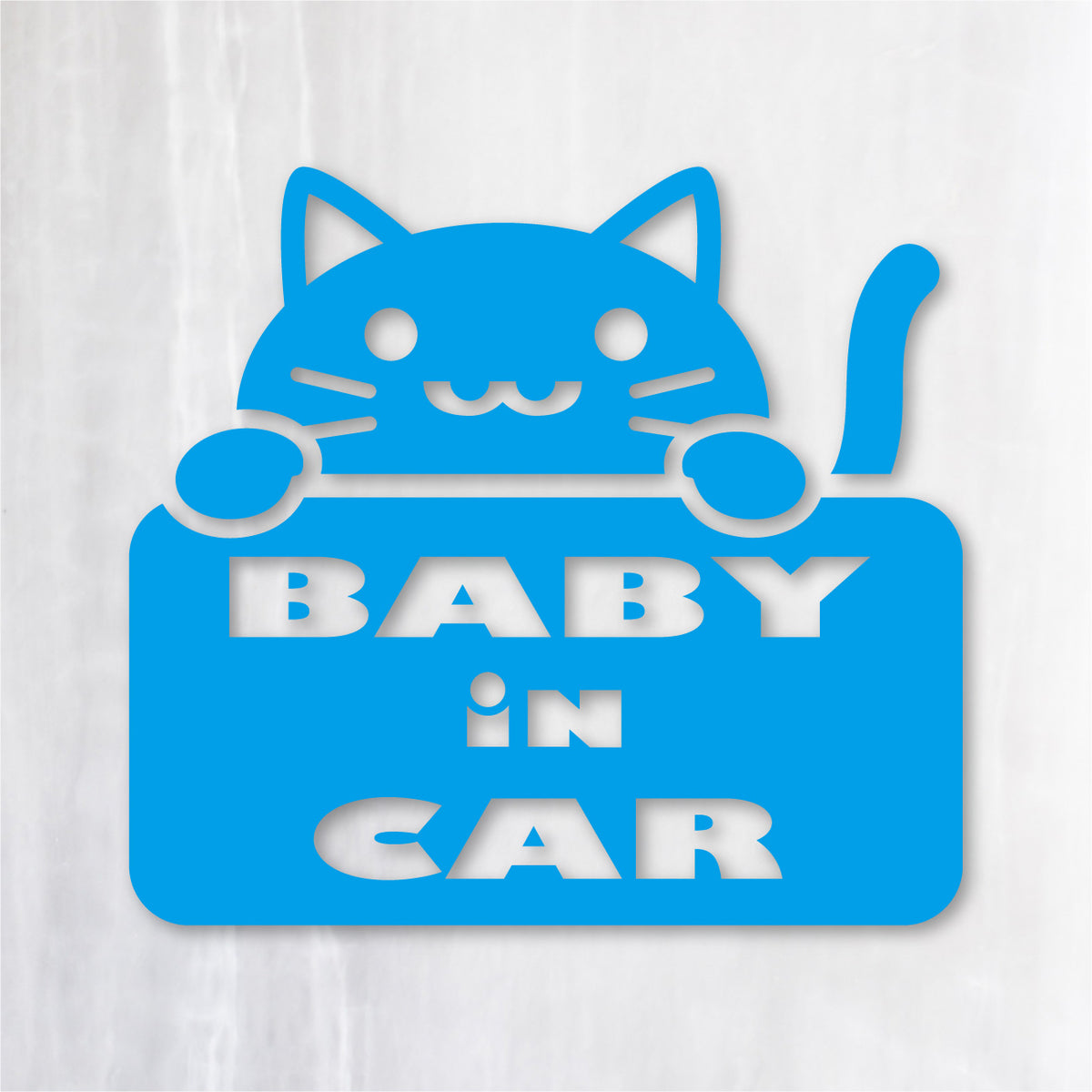 ベビーインカー にゃんこ《BABY in CAR CAT》カッティングステッカー シアンブルー