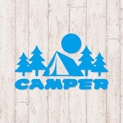 キャンパー《CAMPER》カッティングステッカー シアンブルー