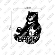 画像をギャラリービューアに読み込む, お座りくまCAMP（カッティングステッカー 超防水・防滴 UVカット 屋外使用可 /C118）
