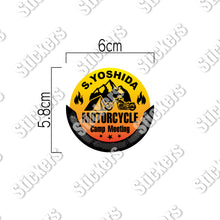 画像をギャラリービューアに読み込む, モーターサイクル キャンプミーティング シールステッカー《MOTORCYCLE Camp Meeting》（名入れOK 超防水・防滴 UVカット 屋外使用可 /S244）
