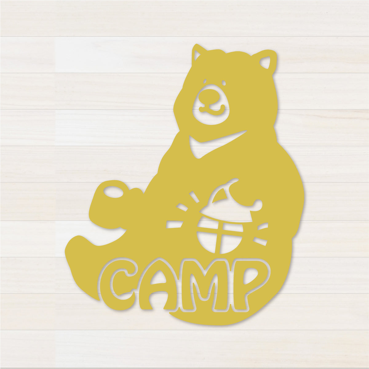 お座りくまCAMP カッティングステッカー キャメル