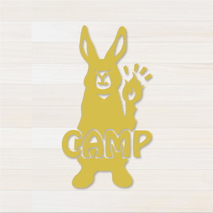 うさぎCAMP カッティングステッカー キャメル