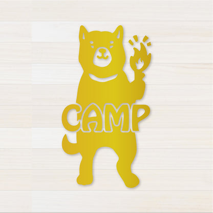 いぬCAMP カッティングステッカー ゴールド