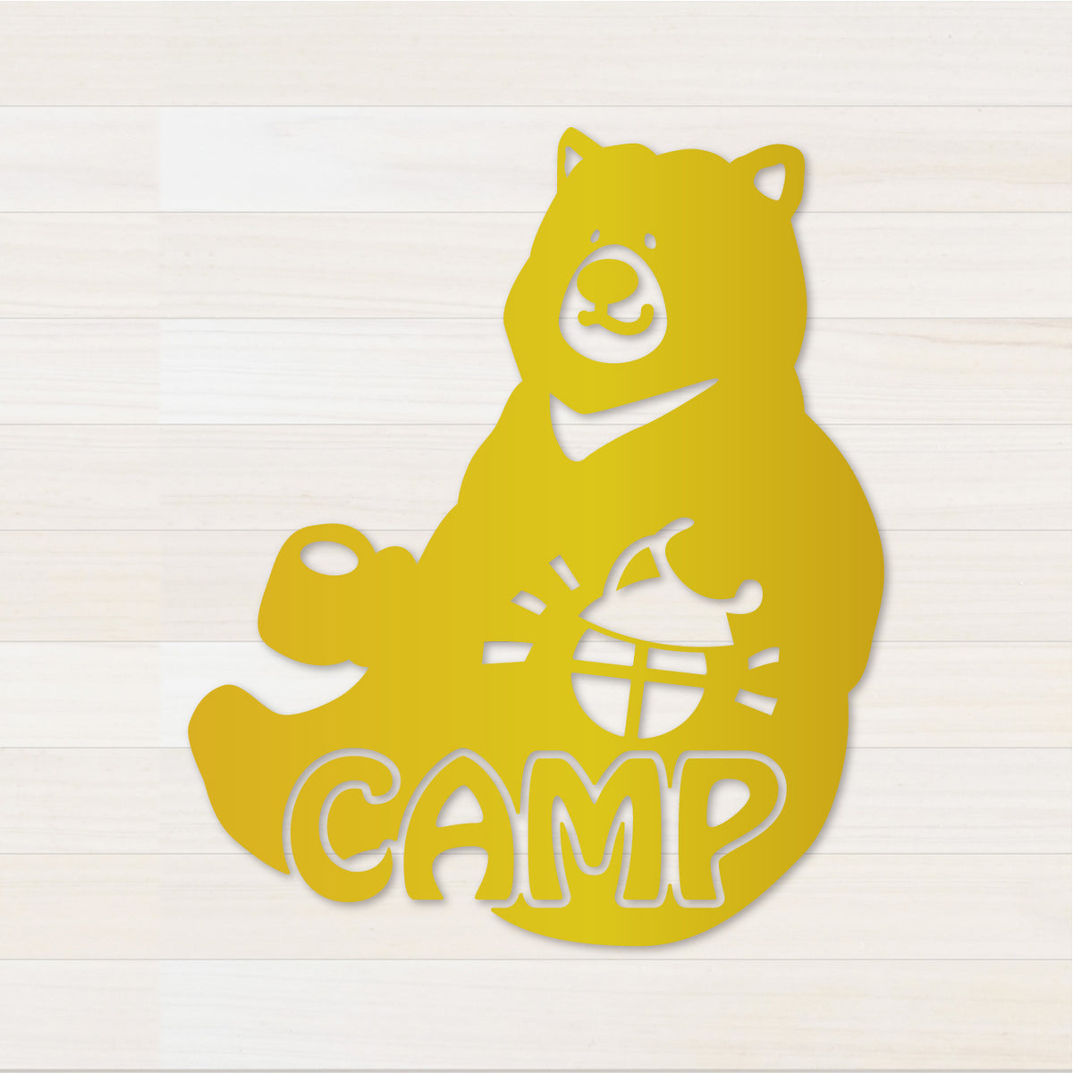 お座りくまCAMP カッティングステッカー ゴールド
