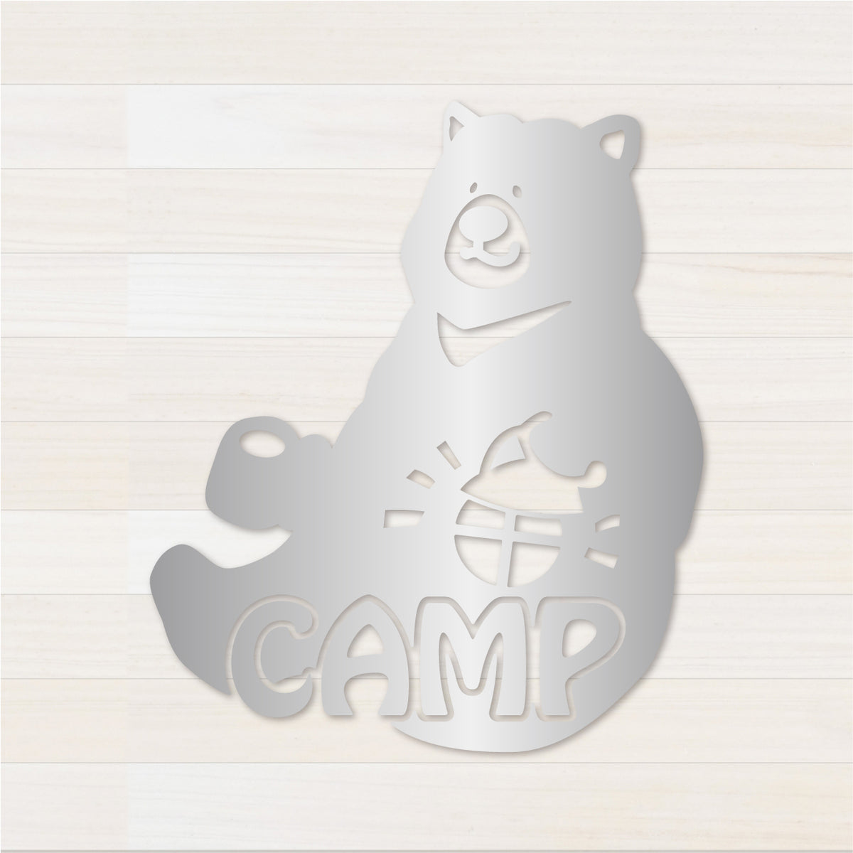 お座りくまCAMP カッティングステッカー シルバー