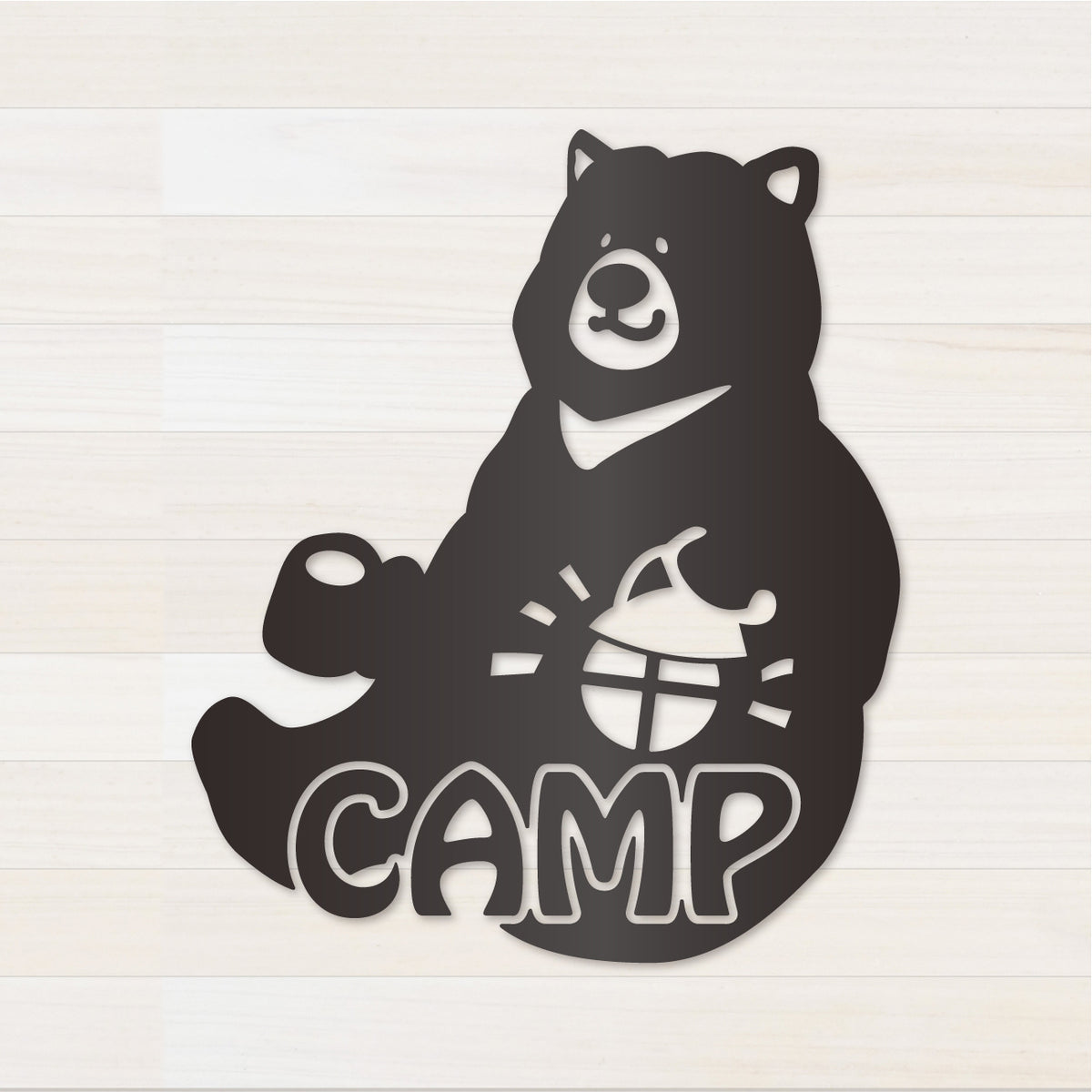 お座りくまCAMP カッティングステッカー ガンメタリック