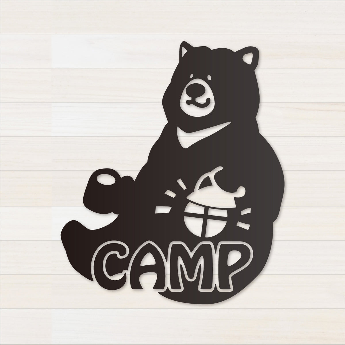お座りくまCAMP カッティングステッカー つや消しブラック