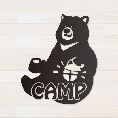 お座りくまCAMP カッティングステッカー つや消しブラック