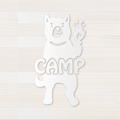 いぬCAMP カッティングステッカー つや消しホワイト