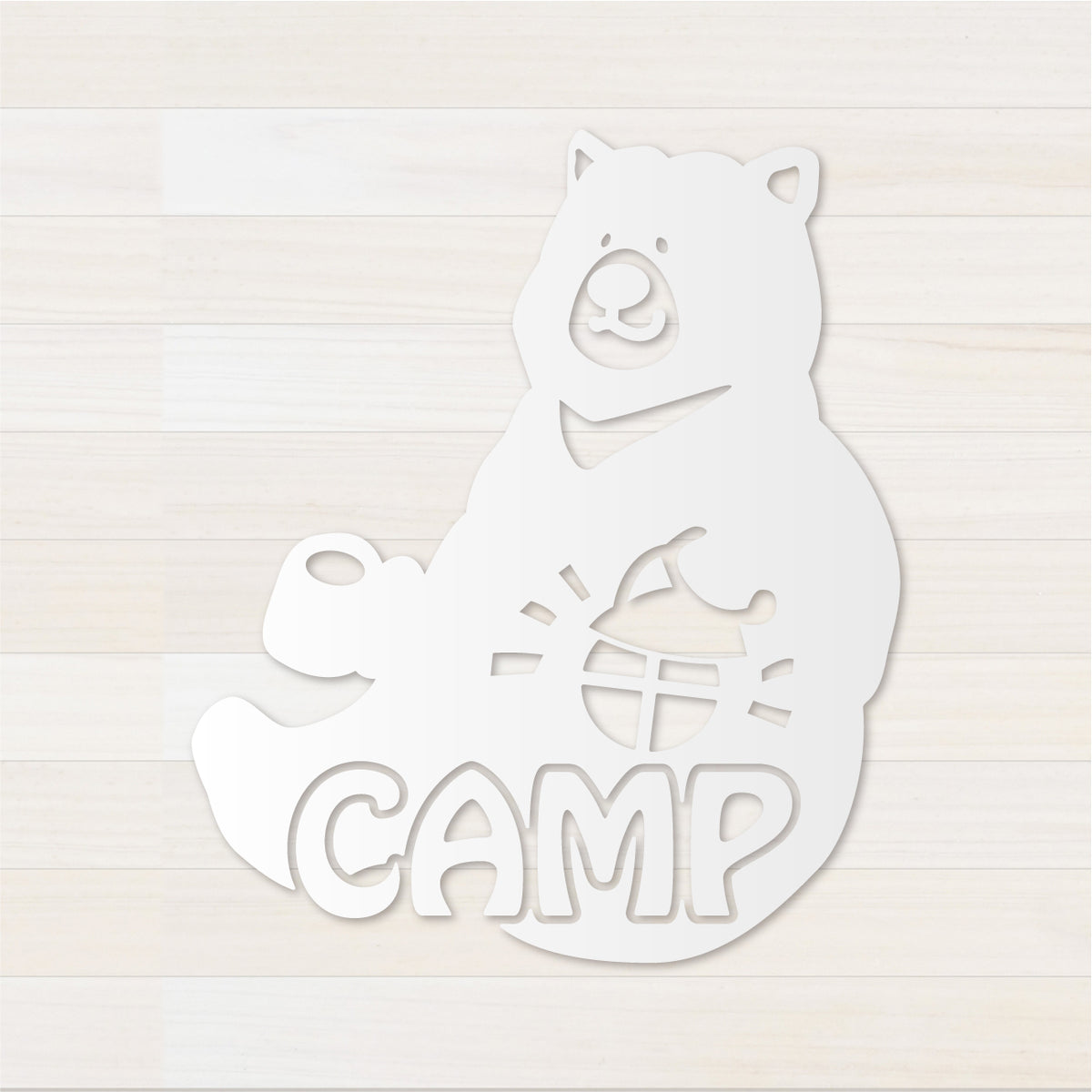お座りくまCAMP カッティングステッカー つや消しホワイト