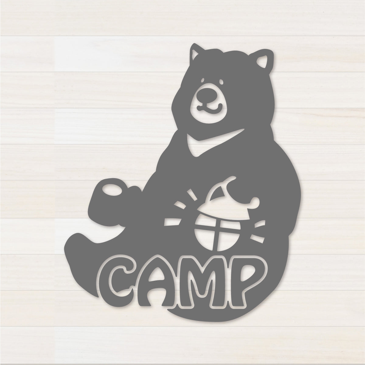 お座りくまCAMP カッティングステッカー グレー