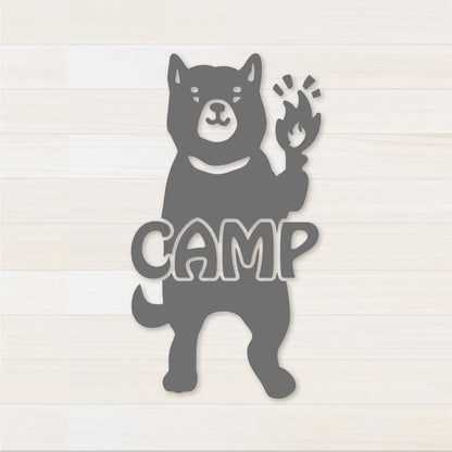 いぬCAMP カッティングステッカー グレー