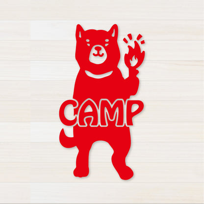 いぬCAMP カッティングステッカー レッド