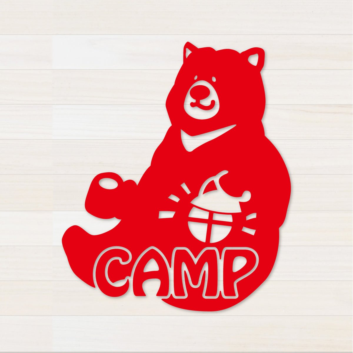 お座りくまCAMP カッティングステッカー レッド