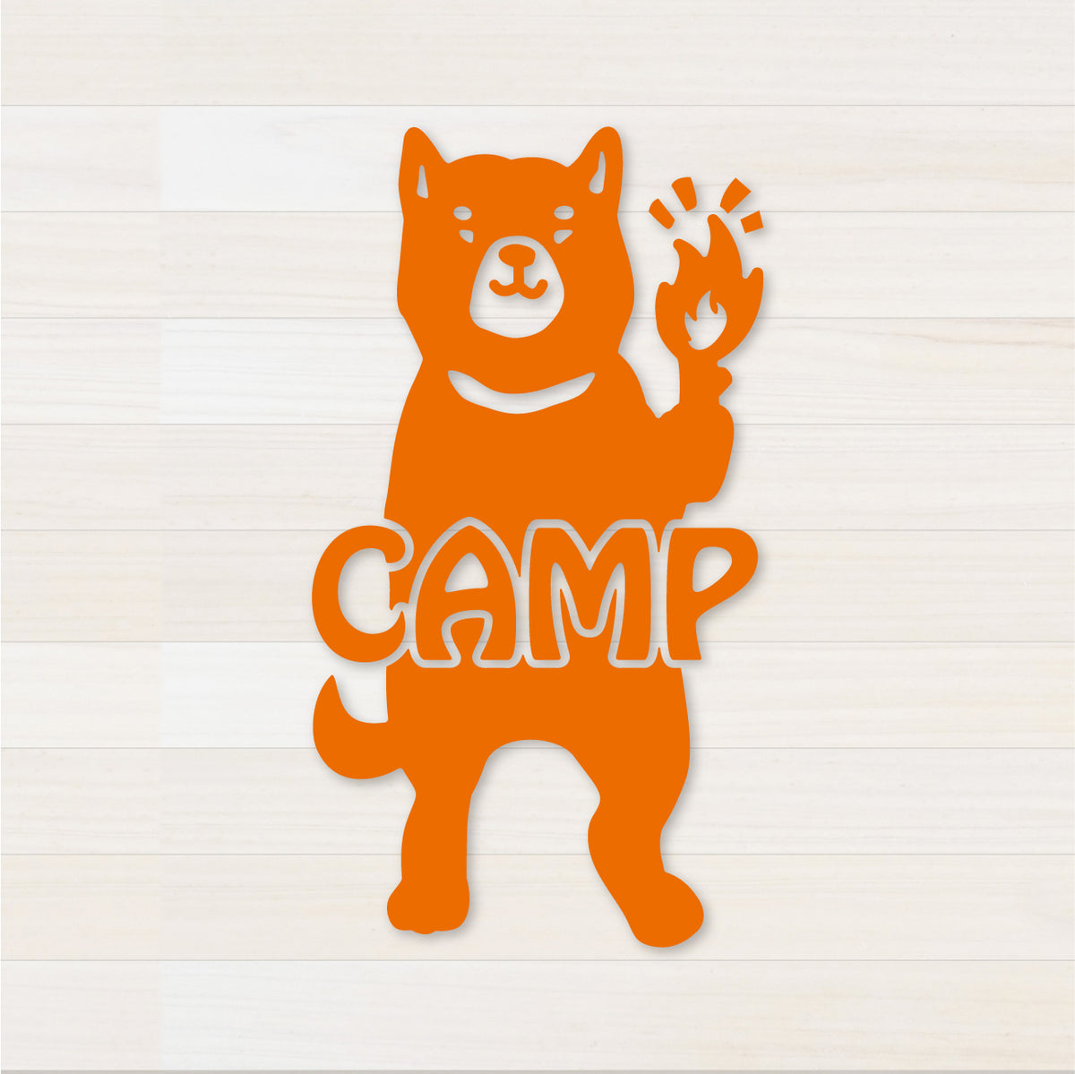 いぬCAMP カッティングステッカー オレンジ
