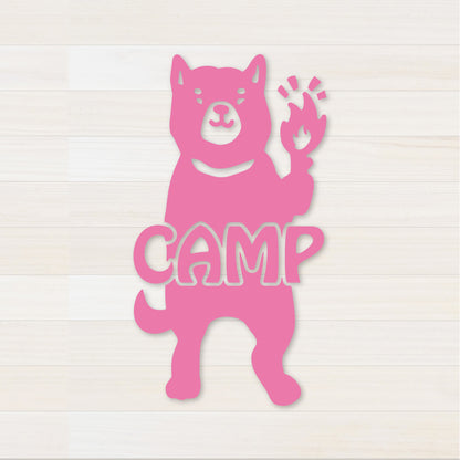いぬCAMP カッティングステッカー ピンク