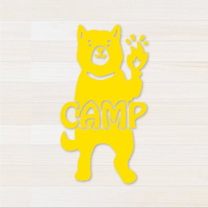 いぬCAMP カッティングステッカー イエロー
