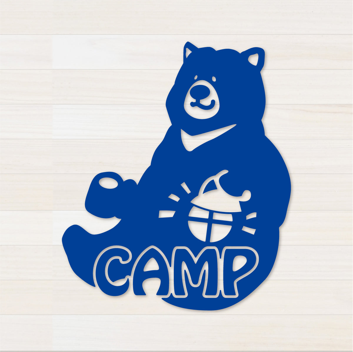 お座りくまCAMP カッティングステッカー ブルー
