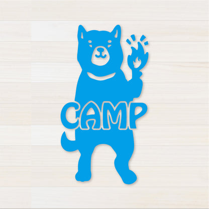 いぬCAMP カッティングステッカー シアンブルー