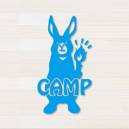 うさぎCAMP カッティングステッカー シアンブルー